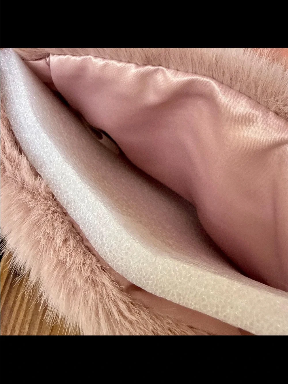 Victoria's Secret BIG Plush Faux Fur Christmas Stocking in blush pink/mauve NWT